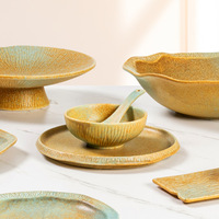 Nouvel ensemble de vaisselle en céramique mate rétro, compatible lave-vaisselle et réutilisable pour les hôtels de villégiature