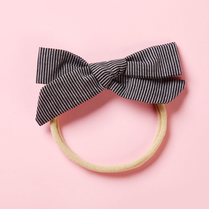 Fondo hermoso <span class=keywords><strong>y</strong></span> de moda de algodón cáñamo tejidos diadema raya horizontal bowknot cinta para bebé - Product Image 3