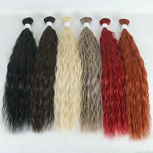 Grosir bundel rambut sintetis Kanekalon serat suhu tinggi 20-30 "dalam paket pakan tenun dengan ekstensi rambut