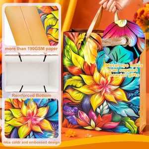 Colorful Floral Paper Gift Bags 6 Pack Assorted Party Favor Bags with <b>Tissue</b> Paper for <b>Wedding</b> Birthday Celebration - Product Image 3