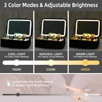 Trousse de Maquillage Portable Promotionnelle MoonlitGlow avec Miroir Lumineux, Matelassée en PU, Grande Capacité, Collection Cadeau Beauté