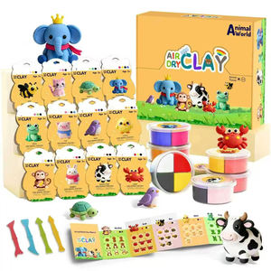 Kit d'argile <span class=keywords><strong>à</strong></span> séchage <span class=keywords><strong>à</strong></span> l'air NewFamily de Bview Art, projets en 12 étapes, cartes de projets, argile douce non collante, outils, ensemble d'artisanat DIY non toxique - Product Image 1