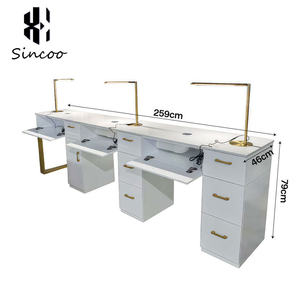 Mesa de Manicura de Estilo Crema Moderno y Lujoso para Salón de Belleza, con Colector de Polvo Integrado de Alta Potencia, Mueble de Madera, Tendencia 2025 - Product Image 5