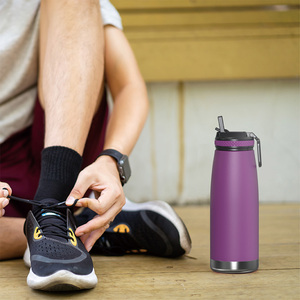 <span class=keywords><strong>OASE</strong></span> Nouveau Design 32oz Bouteille d'eau sans BPA Bouteille de sport en acier inoxydable avec poignée et paille - Product Image 6