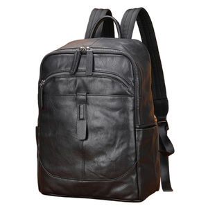 Sacs de haute qualité en cuir souple, sac à dos pour ordinateur portable tendance, cuir noir - Product Image 4