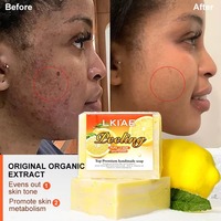 Savon de Bain Solide Artisanal au Citron, Traitement à Froid, Ingrédients Biologiques, Exfoliant, Élimination des Taches Brunes, Hydratant, Éclatant