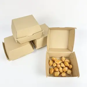 Wegwerp Papieren Dozen Food Kraft Verpakking Karton Opvouwbaar Karton Fast Food Houders Voor Restaurant