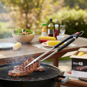 Luxury Stainless Steel Silicone BBQ Spring Tongs with <b>Locking</b> System Eco-Friendly Food Service Tongs for Home Kitchen <b>Box</b> of 48 - Product Image 3