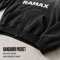 Sweat à capuche zippé RAMAX 480GSM en molleton épais dégradé, veste streetwear, logo personnalisé, vente en gros pour hommes, OEM ODM