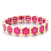 Bracelet extensible bohème géométrique fait main pour femme, perles émaillées, plaqué or arc-en-ciel, en alliage de zinc, idéal pour un anniversaire