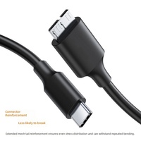 Kabel Hard Drive Eksternal USB 3.0 Kecepatan Tinggi Tipe-C ke Micro-B dengan Selubung PVC dan Konduktor Tembaga Murni untuk Laptop, Smartphone, dan Tablet