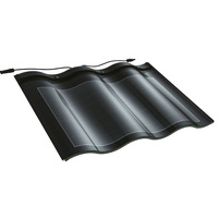 Tuile solaire photovoltaïque BIPV noire et rouge à triple arche, tuile solaire 32W, tuile de toit solaire en verre courbé, tuiles solaires photovoltaïques pour toiture