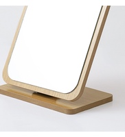 Miroir de table cosmétique sur pied carré argenté HD en gros, cadre en bois pliable, miroir de maquillage de bureau, simple face 1x