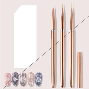 RU 3 sets of rose gold thread metal pole nail paint pen Drawing pencil set