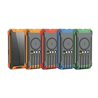Cargador solar móvil impermeable de 20000mAh de alta calidad con 4 cables Micro USB integrados para teléfonos móviles
