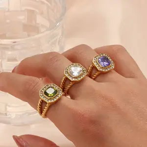 Nieuw Product Hot Verkoop Zeldzaamheid Herdenkingsring Grondstoffen Luxe Vrouw Sierlijke Amethist Fijne Sieraden Trendy Ringen