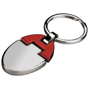 Portachiavi Cromato Rosso Lucido con Stampa UV, in Lega di Zinco e Gomma, Porta Monete per Chiavi Auto - Product Image 1