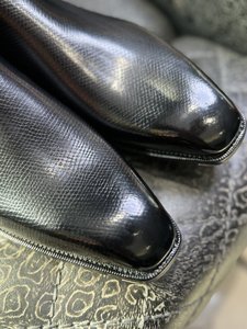 Bottes hautes pour hommes, hiver, doublure en velours chaud, bout carré, semelles en cuir Goodyear, semelles Harp, cuir grainé Hall Grain Shipwreck - Product Image 3