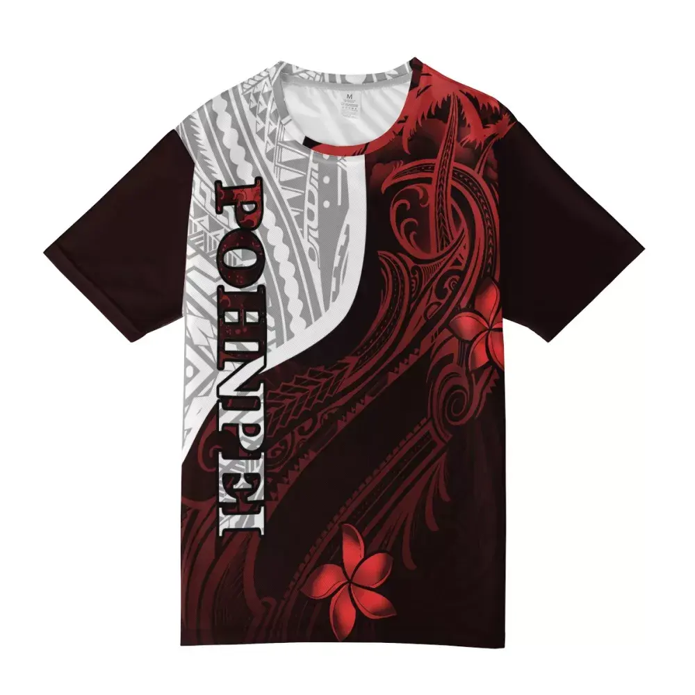 Polynesian Tribal Design Benutzer definierte Kleidung Pohnpei Druck American Fashion 2021 Herren Polyester T-Shirt plus Größe Casual Tops