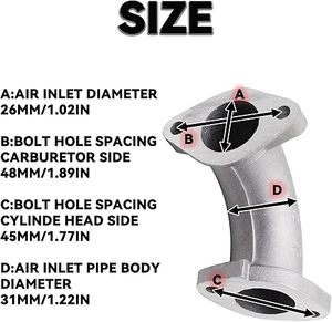 Novo Kit de Tubo de Admissão de Alumínio de 26mm e Junta para Motores <span class=keywords><strong>110cc</strong></span> 125cc 140cc 150cc para Lifan YX TaoTao ATV e Motores de Terra - Product Image 3