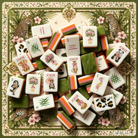 Set Mahjong Hewan Hutan Tropis Safari Harga Pabrik, Set Permainan Mahjong Hewan Liar Lucu dengan Pita untuk Hadiah Pecinta Hewan