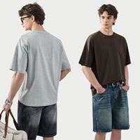 T-shirt pour homme en coton peigné APO OEM/ODM, tissage lâche, respirant, brodé, anti-déformation, mélange de fibres élastiques, motif lettres