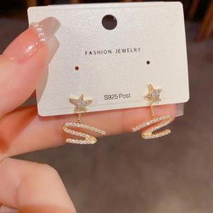Pendientes <span class=keywords><strong>de</strong></span> Estrella con Circonita Cúbica, Plata 925, Joyería <span class=keywords><strong>de</strong></span> Moda al por Mayor, Accesorios para Mujer - Product Image 4
