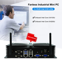 PC sin ventilador de alto rendimiento de 8. ª generación, Intel Core, 2 DDR4, 2,5G, LAN dual y 6 puertos COM, computación perimetral, IoT industrial, novedad