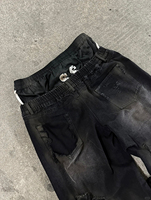 Difan – Jean baggy homme coupe droite, taille mi-haute double, en toile délavée effet vieilli, style hip-hop, avec logo personnalisé