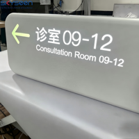 Panneau lumineux LED double face suspendu sur mesure pour usine, signalétique commerciale en acier pour projets hospitaliers