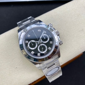 Montre chronographe en acier inoxydable, cadran noir, index en diamant, lunette tachymètre, mouvement automatique, étanche, montre <span class=keywords><strong>de</strong></span> luxe pour homme - Product Image 3