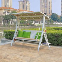 Factory Direct Patio Garden Park Courtyard Chaise moderne à 3 places en métal avec auvent
