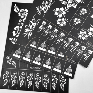 Pochoirs <span class=keywords><strong>de</strong></span> tatouage au henné, motifs floraux ajourés, autocollants pour les mains et les doigts, modèles <span class=keywords><strong>de</strong></span> peinture corporelle au henné - Product Image 3