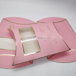 Popolare scatola di cuscini rosa dell'anno con finestra in PVC che timbra la confezione generale in oro per la frangia della parrucca dei capelli umani - Product Image 3