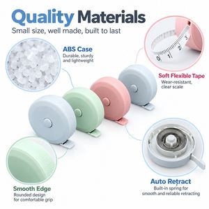Mètre Ruban Rétractable Mini 1,5 m, Souple, pour Mesure Corporelle (Buste, Taille, Hanche), Idéal Couture et Tailleur, Couleurs Macaron, Logo Personnalisé - Product Image 4