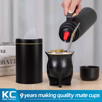 Gourde Yerba Mate en céramique argentine personnalisée de 8oz avec coque en cuir tasse à thé isolée gourde Mate ensemble de paille Bombilla tasse à café
