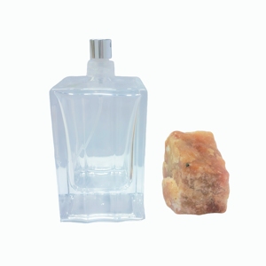 Flacon de parfum en verre transparent de nouvelle conception avec couvercle en aventurine rouge naturelle - Product Image 3