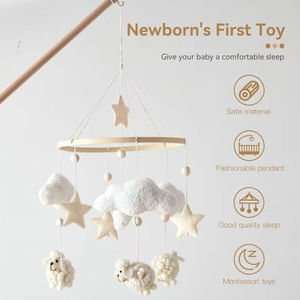 Mobile bébé lune étoiles nuages, étoiles nuages mouton, décoration de <span class=keywords><strong>plafond</strong></span>, jouet apaisant pour nouveau-né, décoration de chambre neutre - Product Image 2