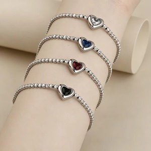 Stainless Steel Full Paved Clear <b>Crystal</b> Tennis <b>Bracelet</b> Gold Silver Colorful Shiny Heart <b>Bracelets</b> Women Adjustable Jewelry - Product Image 3