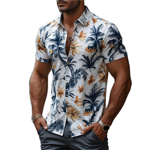 Chemise décontractée pour homme, écologique, infroissable, respirante, en sergé, anti-rétrécissement, teinte en fil, anti-boulochage, personnalisable, pour l'été - Product Image 1