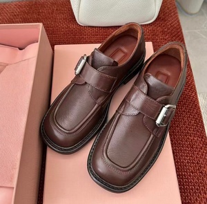 British retro college-style buckle loafers for women-square toe, thick sole, versatile for daily wear, small leather <b>shoes</b> - Product Image 4