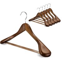 Cintres en bois de qualité supérieure avec revêtement en velours, épaules larges et épaisses, barre antidérapante pour pantalons, installation facile, pour armoire et salon, lot de 10