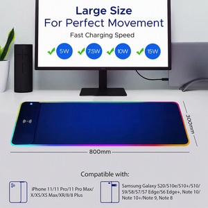 Tapis de souris chargeur sans fil, tapis de souris de jeu à charge sans fil <span class=keywords><strong>LED</strong></span> en caoutchouc, offre spéciale - Product Image 2