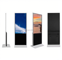 Layar Sentuh Digital Signage Interaktif LCD 55 Inci untuk Dalam Ruangan, Kios Layar Sentuh 4K dengan Stand Lantai untuk Iklan di Mal dan Hotel