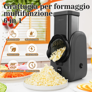多機能回転式チーズグレーター、大口径シュート、自動野菜チョッパー・スライサー、6種類の刃付き - Product Image 5