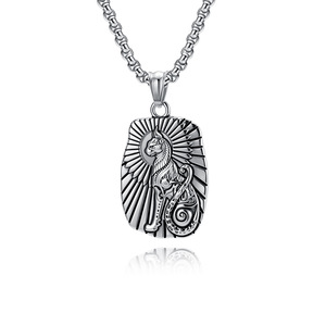 Collar de acero inoxidable con colgante temático de la diosa gata del antiguo Egipto, regalo para hombre, diseño artístico retro - Product Image 5