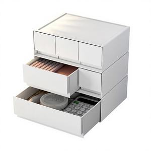 Organizador de Cajones Cosméticos Modular Apilable, Caja de Almacenamiento Rectangular de Plástico, Diseño Moderno y Simple para Escritorio o Tocador - Product Image 1