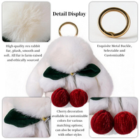 Vente en gros : Breloque de sac en vraie fourrure de lapin, Porte-clés en fourrure de Rex, Pendentif lapin mignon, Décoration de sac à main, Accessoire de mode OEM ODM