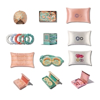 Nouvel ensemble cadeau en soie avec logo personnalisé, 100% soie de mûrier 6A de luxe, chouchous en soie, taie d'oreiller, masque de sommeil, ensemble cadeau avec boîte