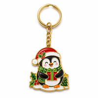Porte-clés en émail personnalisé, pendentif pingouin de Noël en métal moulé sous pression, fournisseur OEM en gros pour cadeaux